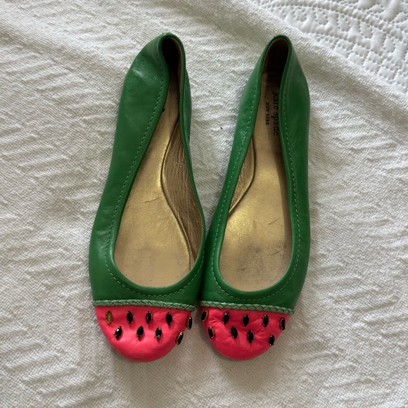 Kate Spade Size 10 Watermelon Green Pink Studded Flats Shoes HTF - Picture 2 of 7